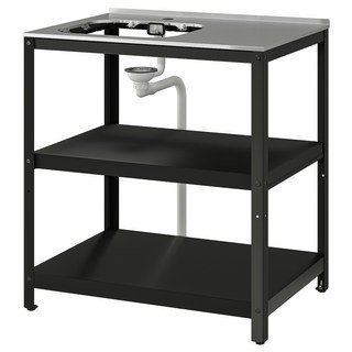 이케아 그릴셰르 미니주방 싱크대 간이 보조 블랙/스테인리스 야외 86x61cm, 1개