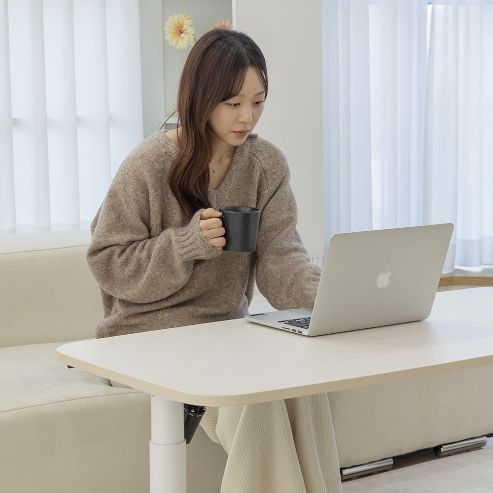 롱코 모션테이블 전동 거실 테이블 높이조절 좌식 모션데스크, 화이트 1200 상세 이미지 2