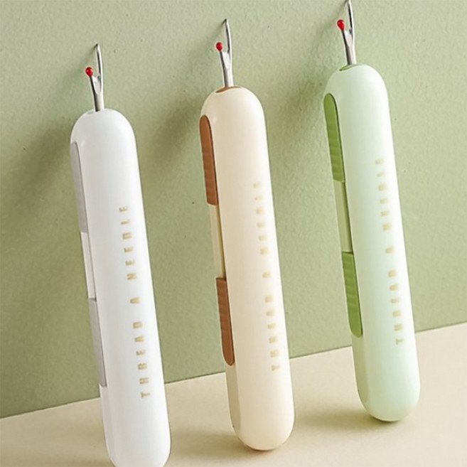 1+1 2IN1 바느질 도구 실꿰기 실밥 제거기 휴대용, 1개, 화이트+베이지할인