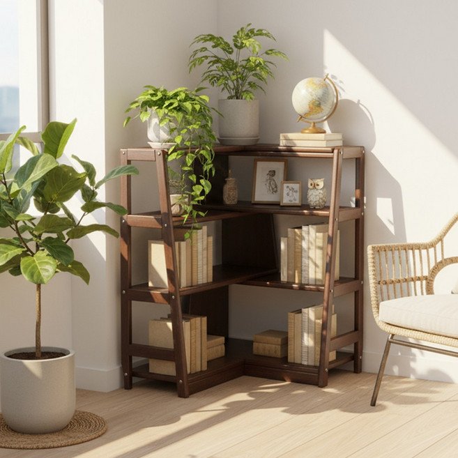하루꿈 DIY 선반 책장 확장 가능 오픈형 자유 조합 모듈 책장 디자인 다용도 정리 책꽂이, 3단, 브라운