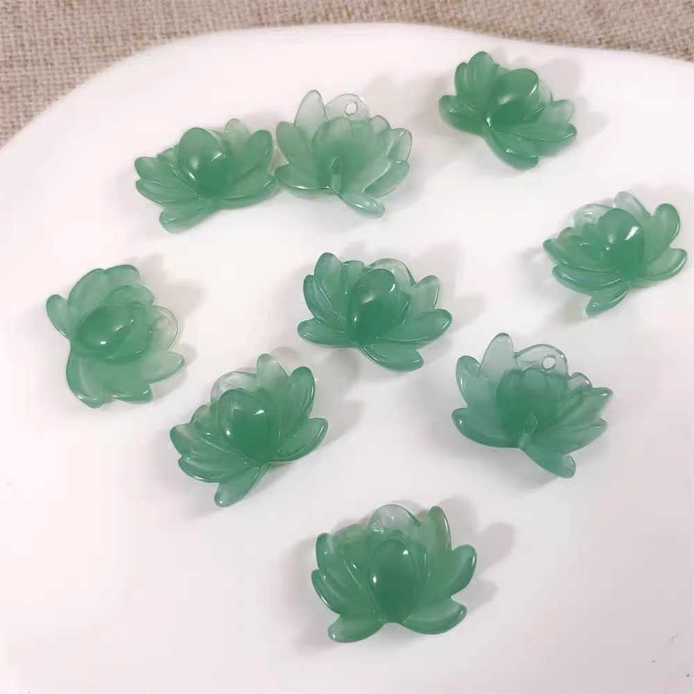 연꽃비즈 부품 10개 비즈공예 만들기 액세서리 팔찌 키링, 1개, 입체 연꽃 녹색 10개 상세 이미지 2