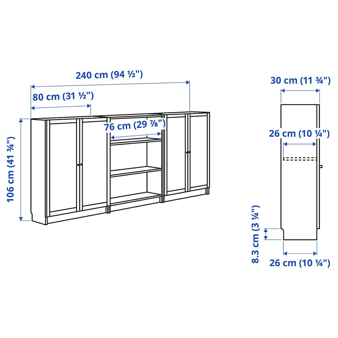 이케아 빌리+옥스베리 책장 선반장 3단 2400mm, 1개 상세 이미지 2