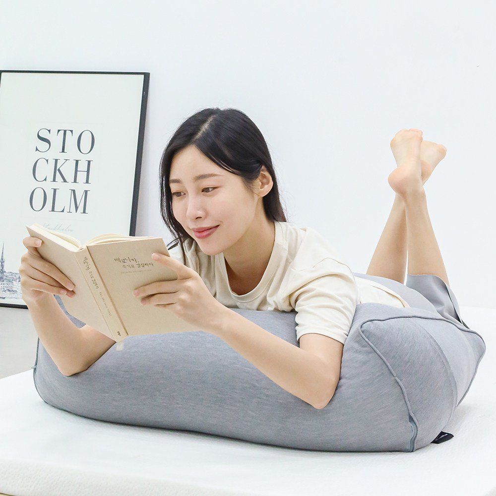 머리까지 기대는 삼각 쿠션 허리 등쿠션 쇼파 침대 등받이, 그레이 상세 이미지 2