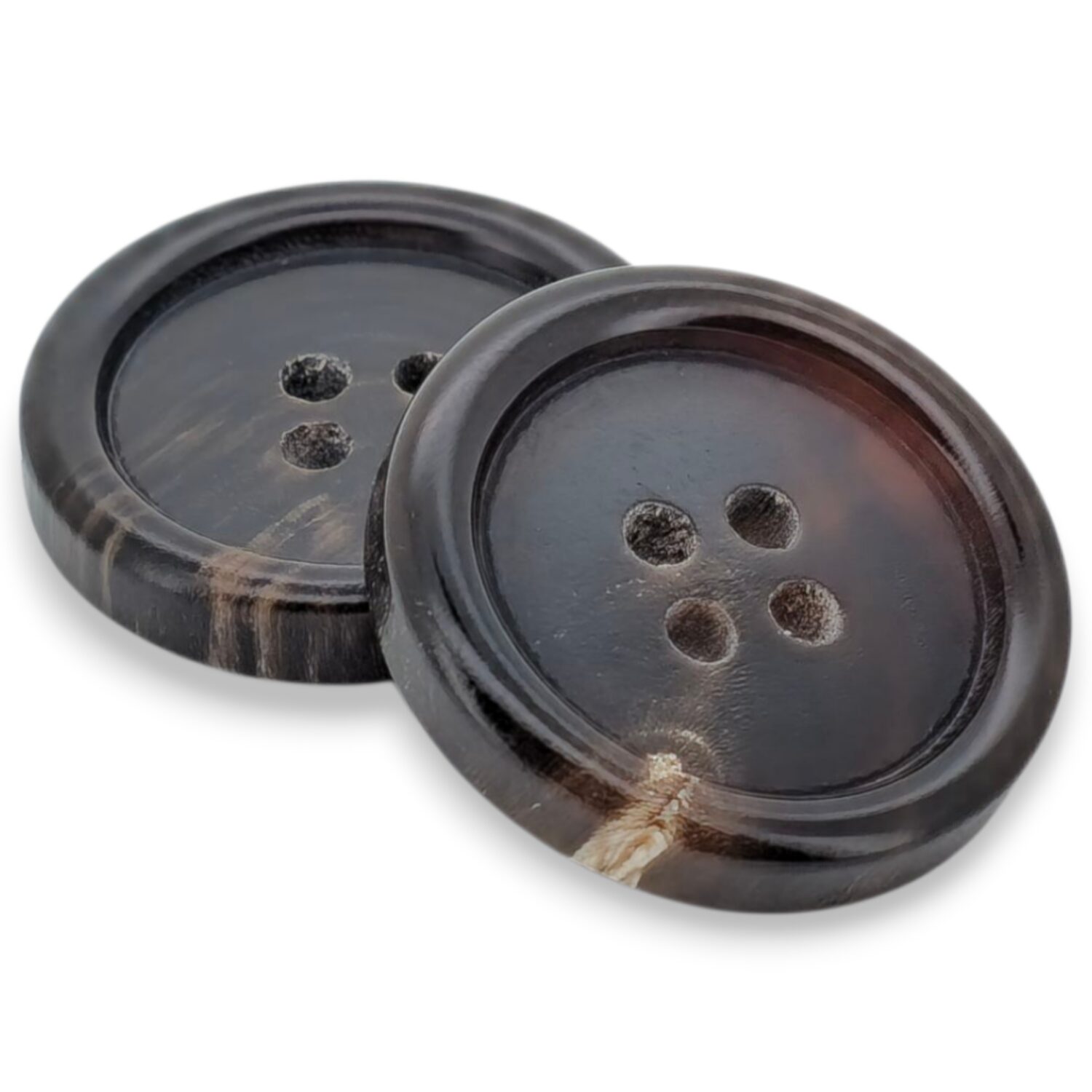 소뿔단추 일반테 검정색 진밤색 밤색 연밤색 25mm 동대문단추나라, P2 - 2번 진밤 일반테 25mm, 6개 상세 이미지 1