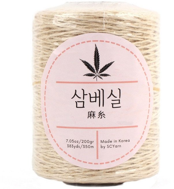 SCYarn 국산 삼베실 대용량 200g 수세미실 제로웨이스트 뜨개실 털실 코바늘실 삼베수세미실, 1개