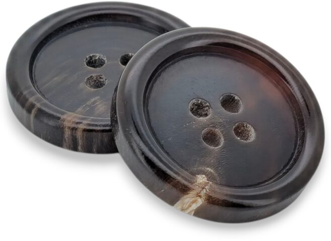 소뿔단추 일반테 검정색 진밤색 밤색 연밤색 25mm 동대문단추나라, P2 - 2번 진밤 일반테 25mm, 6개