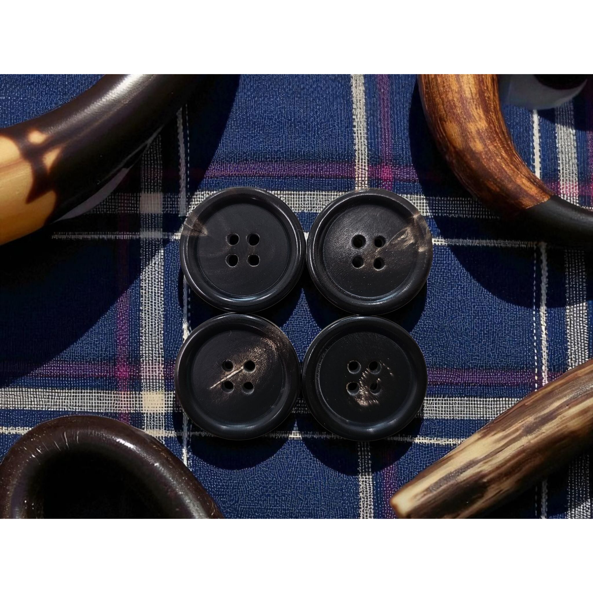 소뿔단추 일반테 검정색 진밤색 밤색 연밤색 25mm 동대문단추나라, P2 - 2번 진밤 일반테 25mm, 6개 상세 이미지 2