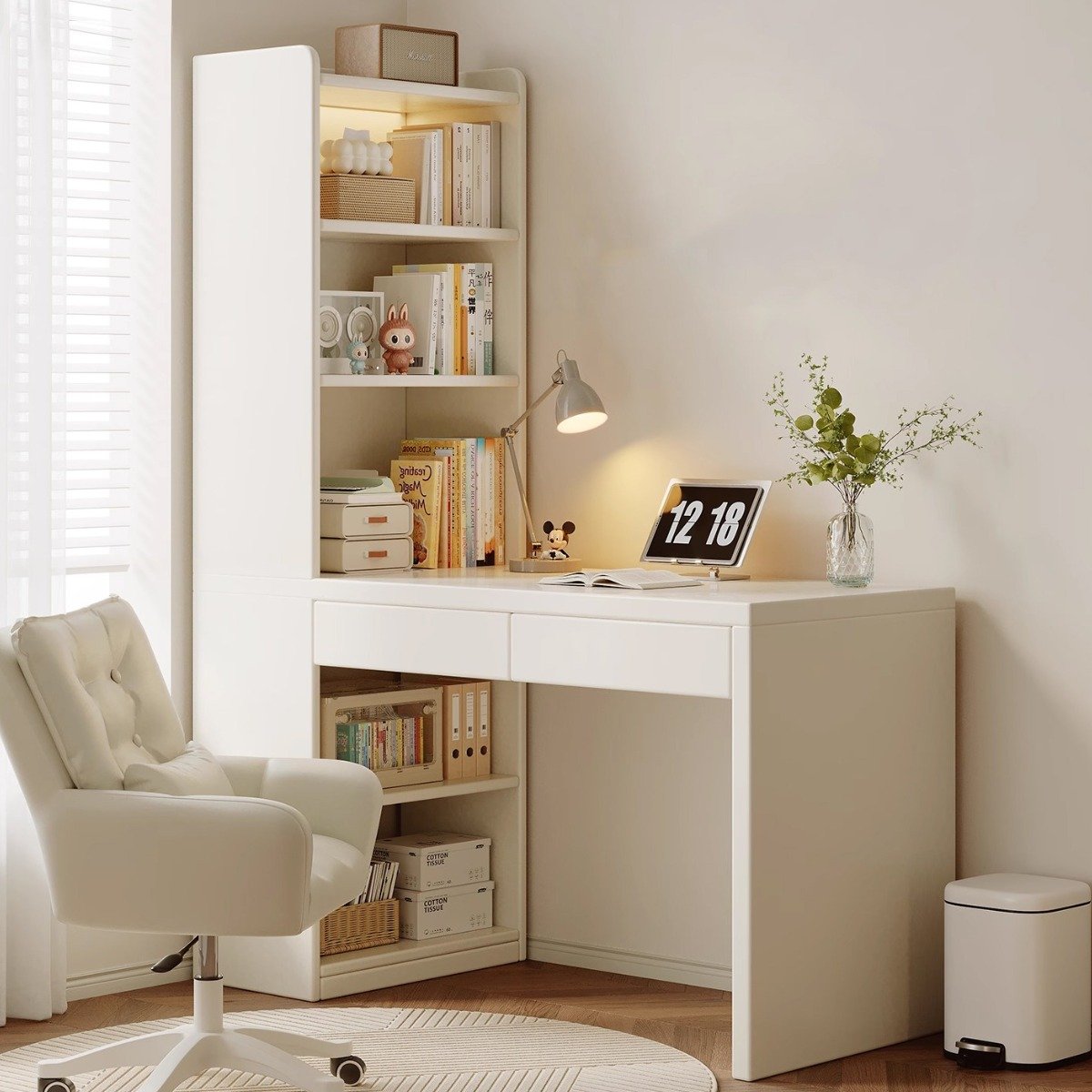 수납형 책상 책장일체형 공부책상 컴퓨터책상 학생책상 상세 이미지 1
