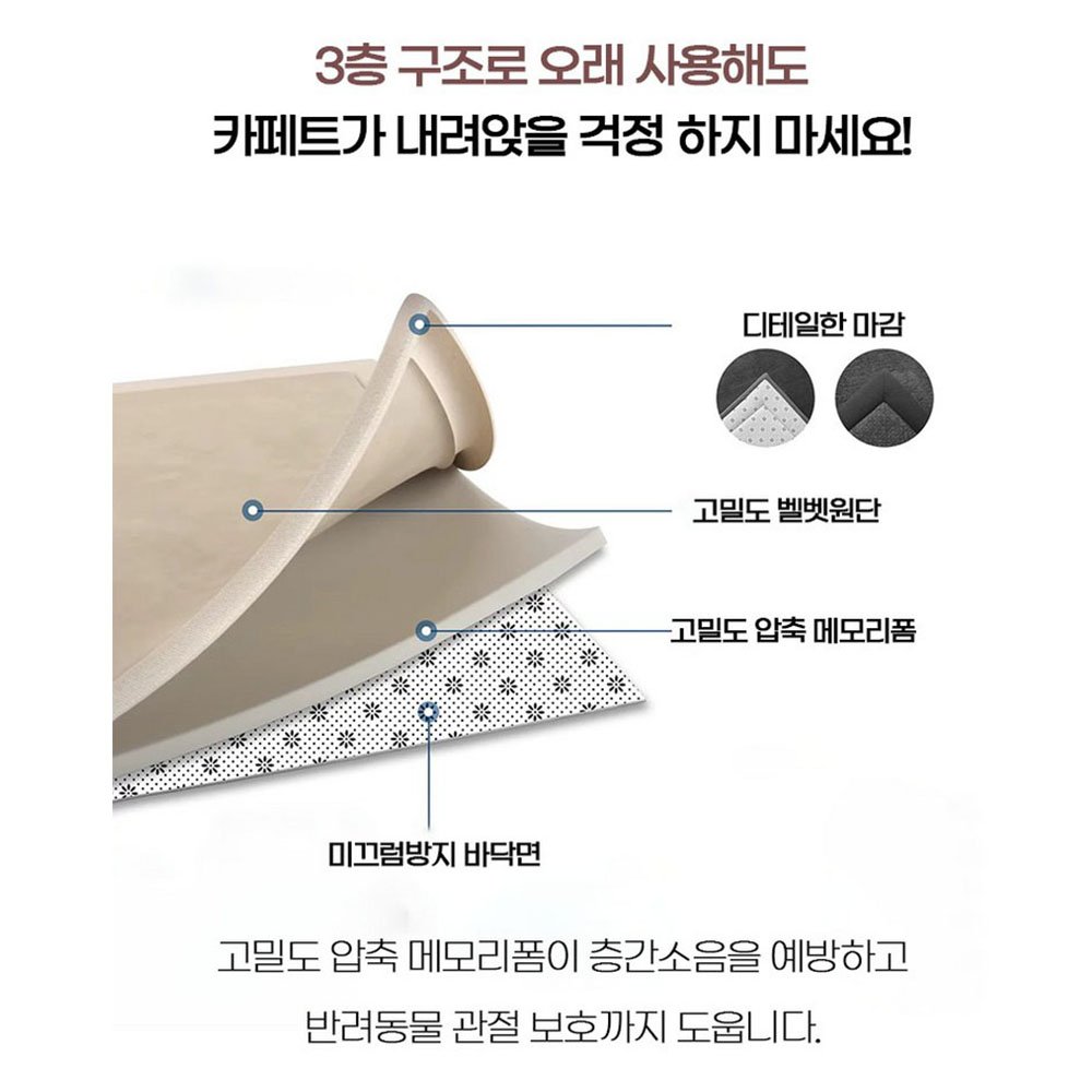 코지드림 폭신 거실 러그 메모리폼 생활방수 거실 카페트할인 상세 이미지 2