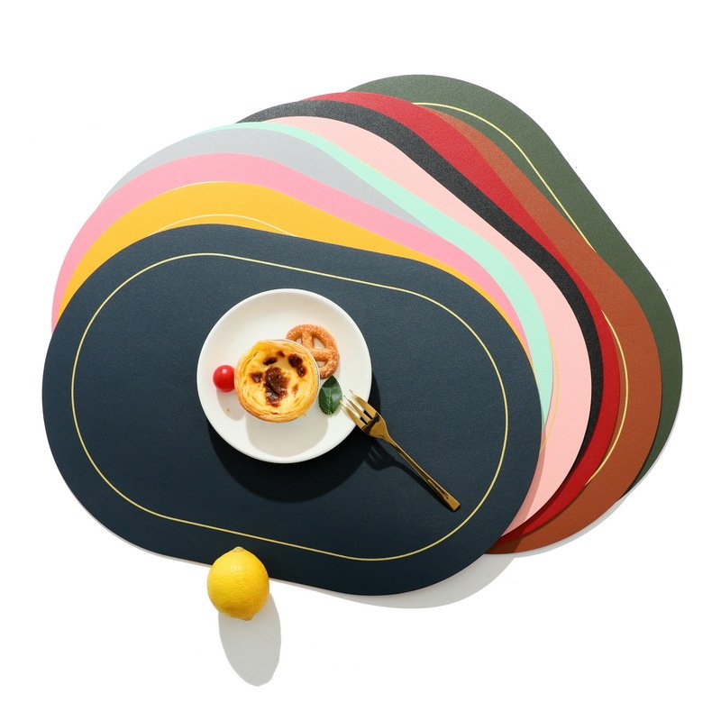 라데코 라운드 프레임 방수 양면 식탁매트 4p, 필드그린,그레이,네이비,옐로우, 45 x 30 cm, 1세트할인 상세 이미지 2