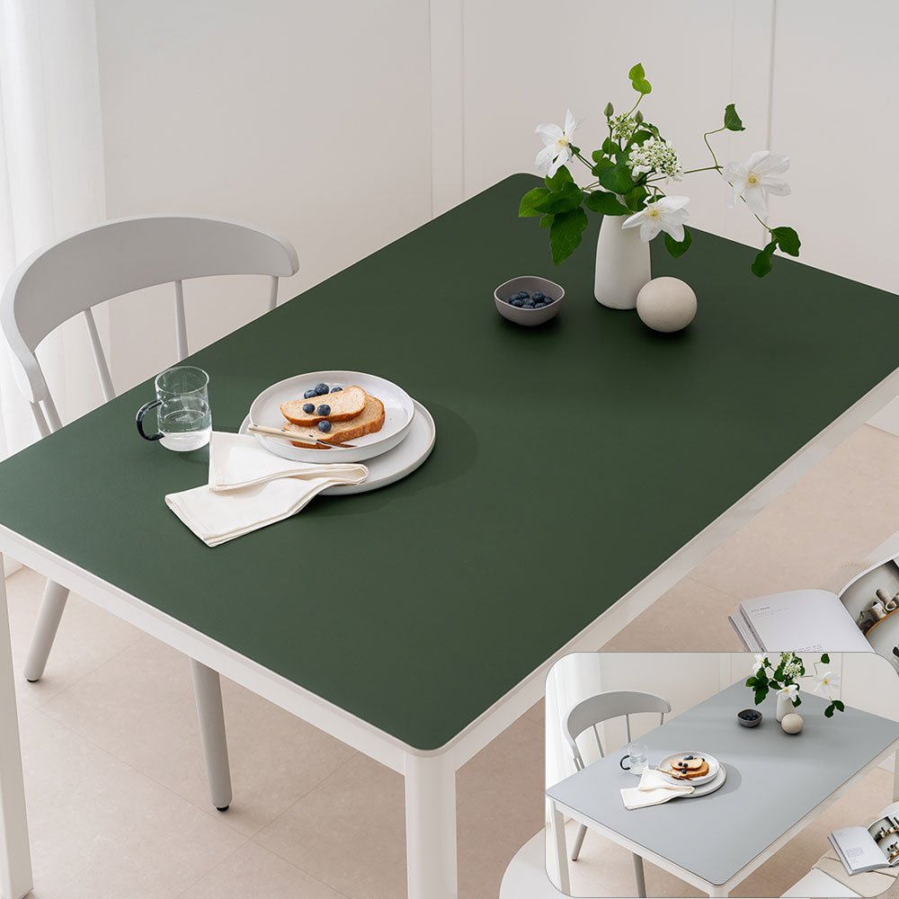 (16colors 11size) 깐깐공주 100% 방수 가죽 식탁보 테이블보 식탁매트 테이블매트, 120x80cm, 양면-10 (Ivory+Choco), 1개 상세 이미지 2