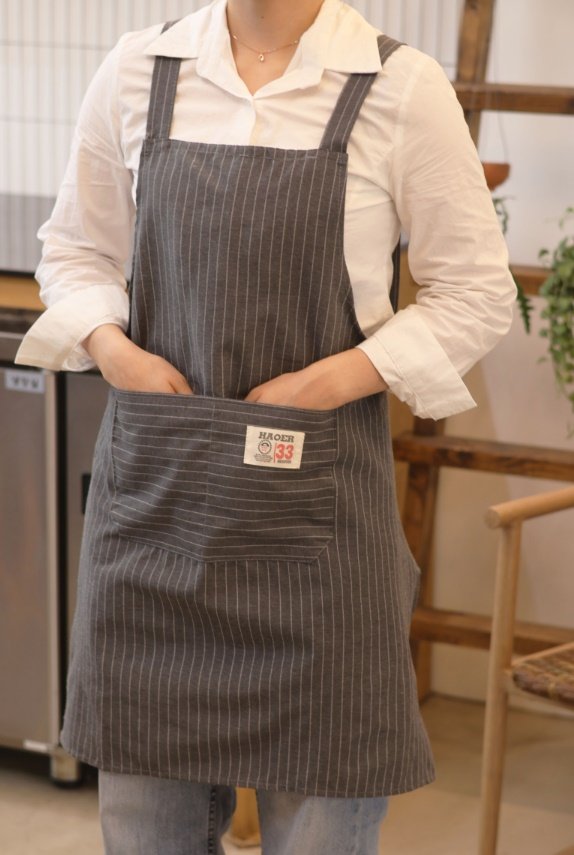 씨오브비 주방용 카페용 코튼 패브릭 앞치마, 다크그레이, 1개 상세 이미지 2