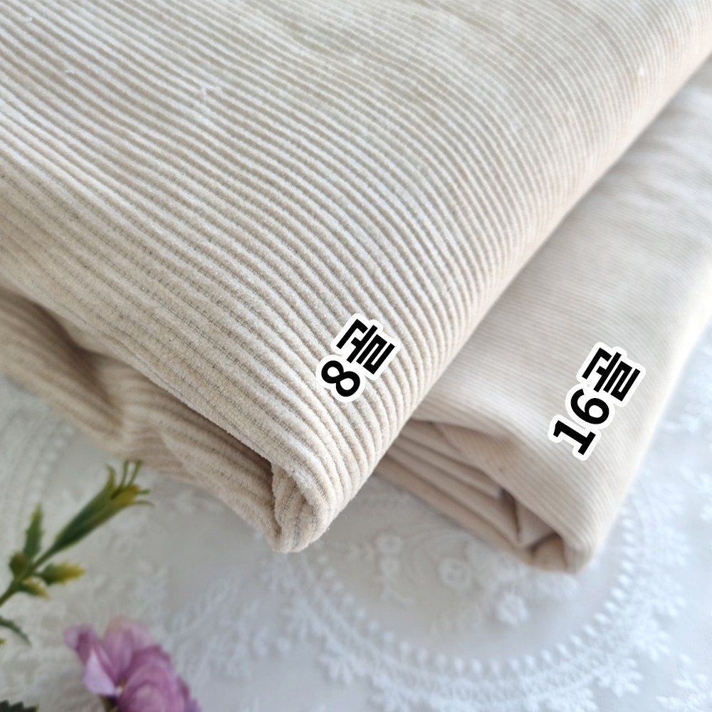코듀로이 골덴 면100% 천 골덴 / 의류 가방 잔골덴 원단 (8골/16골), 1개, 네츄럴(8골) 상세 이미지 1